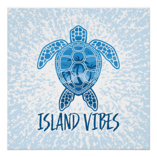 Island Vibes Tropical Sunset Zee Schildpad Ontwerp Perfect Poster