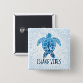 Island Vibes Tropical Sunset Zee Schildpad Ontwerp Vierkante Button 5,1 Cm (Voorkant /achterkant)