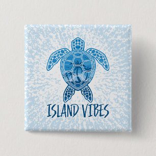Island Vibes Tropical Sunset Zee Schildpad Ontwerp Vierkante Button 5,1 Cm