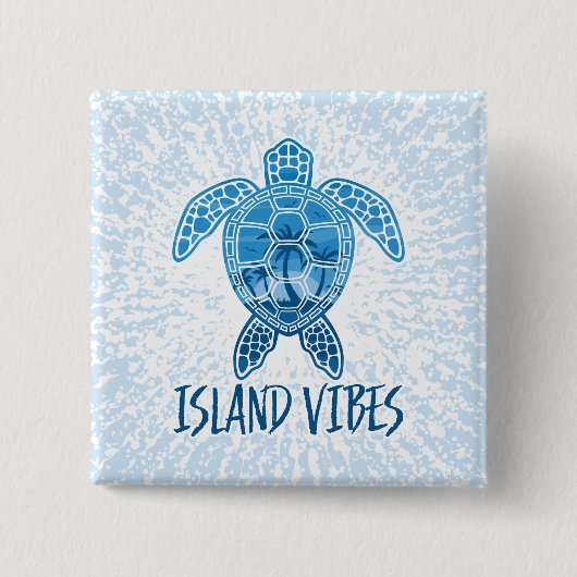 Island Vibes Tropical Sunset Zee Schildpad Ontwerp Vierkante Button 5,1 Cm (Voorkant)