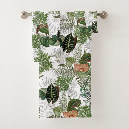 Islands Ferns Leaves Flowers Bath Towel Set Bad Handdoek (Insitu)