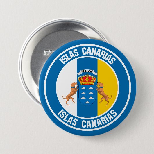 Islas Canarias Round Emblem Ronde Button 7,6 Cm (Voorkant /achterkant)