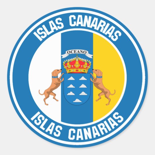 Islas Canarias Round Emblem Ronde Sticker (Voorkant)