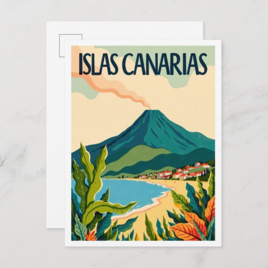 Islas Canarias Spanje Illustratie Reizen Briefkaart (Voorkant / Achterkant)