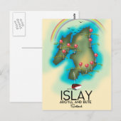 Islay, Inner Hebrides, schotland kaart reiskunst (Voorkant / Achterkant)