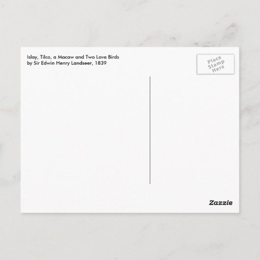 Islay, Tilco, a Macaw en Tortelduifjes van Landsee Briefkaart (Achterkant)