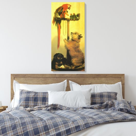 Islay, Tilco, a Macaw en Tortelduifjes van Landsee Canvas Afdruk (Insitu (Slaapkamer))