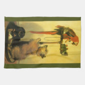 Islay, Tilco, a Macaw en Tortelduifjes van Landsee Theedoek (Horizontaal)