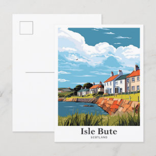 Isle Bute Schotland Vintage reisillustratie Briefkaart