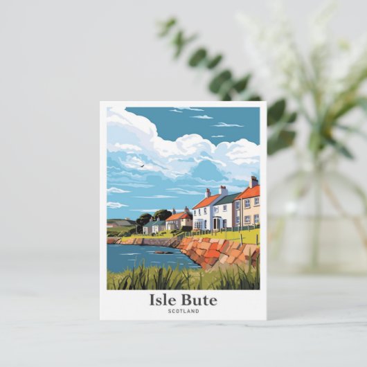 Isle Bute Schotland Vintage reisillustratie Briefkaart (Staand voorkant)