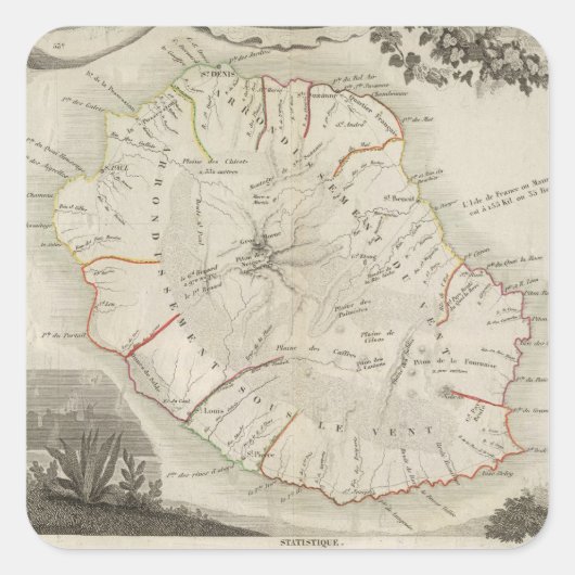 Isle De La Reunion Vierkante Sticker (Voorkant)