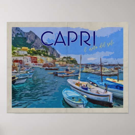 Isle of Capri Italy Distress Vintage Travel Poster (Voorkant)