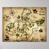 Isle of Lost Treasure Map met Jolly Roger Poster (Voorkant)