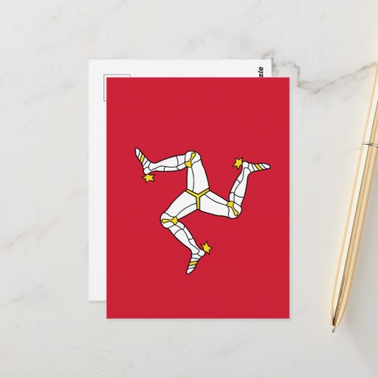 Isle of Man flag Briefkaart (Voorkant / Achterkant in situ)