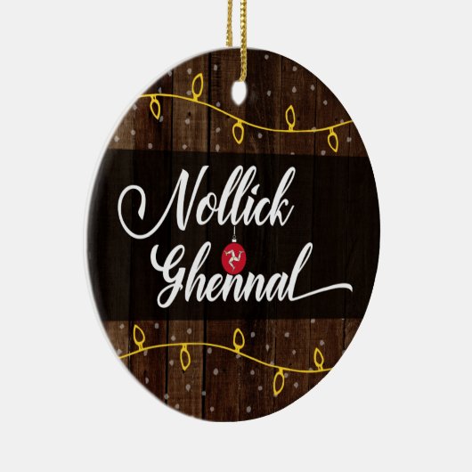Isle of Man Manx Merry Kerstmis, Nollick Ghennal Keramisch Ornament (Rechts)