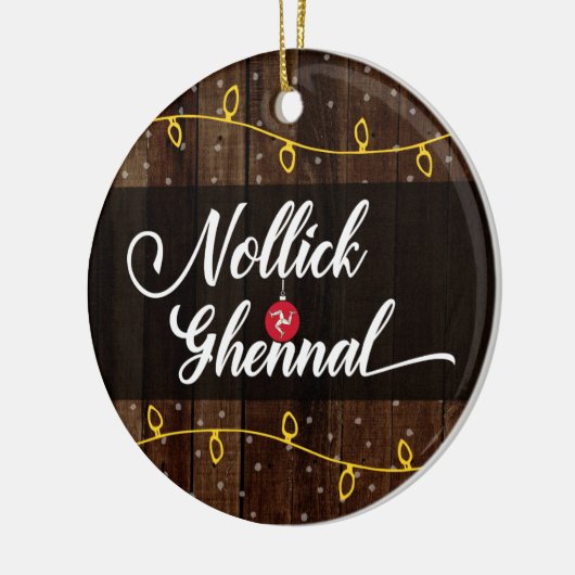 Isle of Man Manx Merry Kerstmis, Nollick Ghennal Keramisch Ornament (Links)