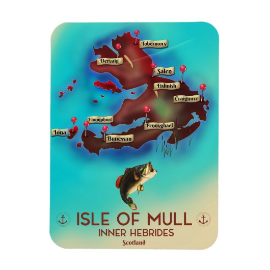 Isle of Mull Inner Hebrides Scotland  Map. Magneet (Verticaal)