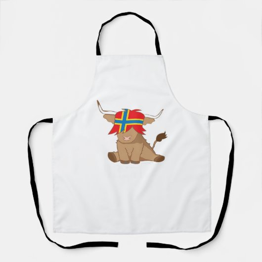 Isle of Orkney vlag cadeau Schotse hoogland koe cu Schort (Voorkant)