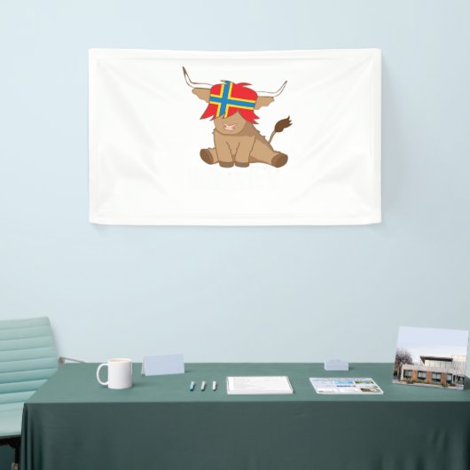 Isle of Orkney vlag cadeau Schotse hoogland koe cu Spandoek (Beurs)