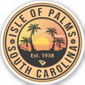 Isle of Palms Florida Retro Sunset Souvenirs 80s Sticker (Voorkant)