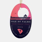 Isle of Palms Pier SC Retro Sunset Souvenirs 60s Keramisch Ornament (Links)