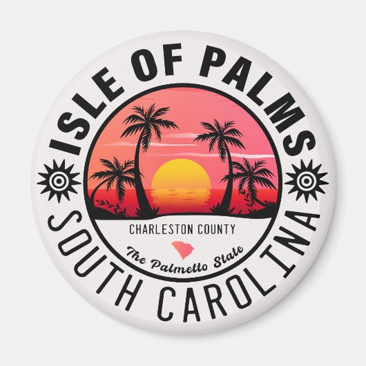 Isle of Palms SC Retro Sunset Souvenirs 60s Magneet (Voorkant)