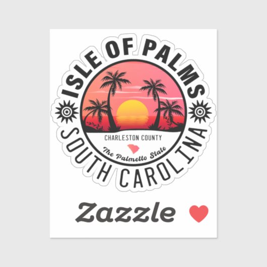 Isle of Palms SC Retro Sunset Souvenirs 60s Sticker (Vel)