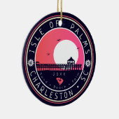 Isle of Palms SC Retro Sunset Souvenirs 80s Keramisch Ornament (Rechts)