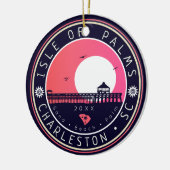 Isle of Palms SC Retro Sunset Souvenirs 80s Keramisch Ornament (Links)