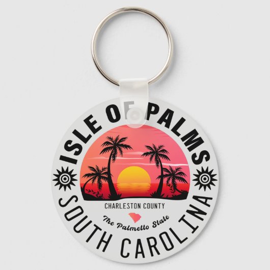 Isle of Palms SC Retro Sunset Souvenirs 80s Sleutelhanger (Achterkant)