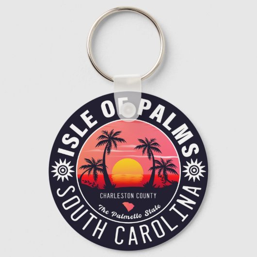 Isle of Palms SC Retro Sunset Souvenirs 80s Sleutelhanger (Voorkant)