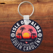 Isle of Palms SC Retro Sunset Souvenirs 80s Sleutelhanger (Voorkant)