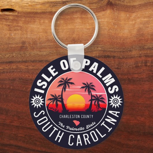 Isle of Palms SC Retro Sunset Souvenirs 80s Sleutelhanger (Voorkant)