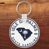 Isle of Palms South Carolina Flag Map Navy Sleutelhanger (Achterkant)