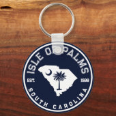 Isle of Palms South Carolina Flag Map Navy Sleutelhanger (Voorkant)
