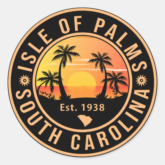 Isle of palms South Carolina Retro 80 s Ronde Sticker (Voorkant)