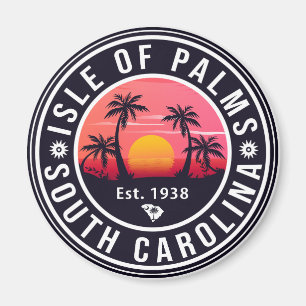Isle of Palms South Carolina Retro Sunset Souvenir Magneet