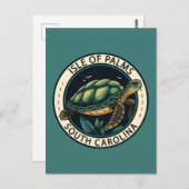 Isle of Palms South Carolina Turtle Badge Briefkaart (Voorkant / Achterkant)