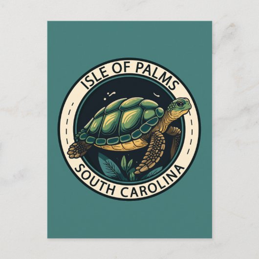 Isle of Palms South Carolina Turtle Badge Briefkaart (Voorkant)