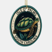 Isle of Palms South Carolina Turtle Badge Keramisch Ornament (Rechts)