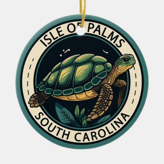 Isle of Palms South Carolina Turtle Badge Keramisch Ornament (Voorkant)