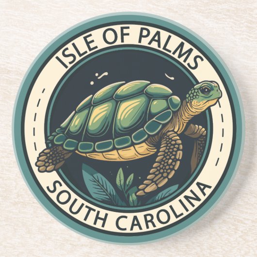 Isle of Palms South Carolina Turtle Badge Zandsteen Onderzetter (Voorkant)