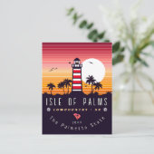 Isle of Palms vuurtoren SC Retro Sunset Souvenirs Briefkaart (Staand voorkant)