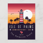 Isle of Palms vuurtoren SC Retro Sunset Souvenirs Briefkaart (Voorkant)