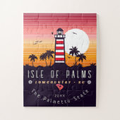 Isle of Palms vuurtoren SC Retro Sunset Souvenirs Legpuzzel (Verticaal)