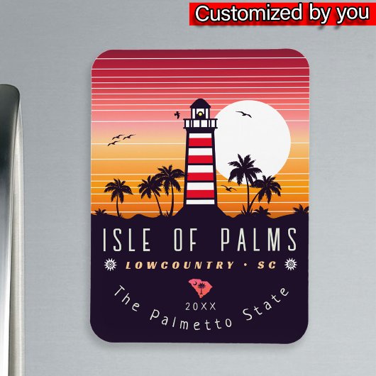Isle of Palms vuurtoren SC Retro Sunset Souvenirs Magneet