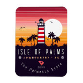 Isle of Palms vuurtoren SC Retro Sunset Souvenirs Magneet (Verticaal)