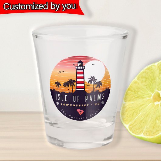 Isle of Palms vuurtoren SC Retro Sunset Souvenirs Shot Glas