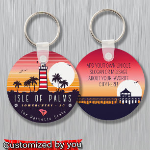 Isle of Palms vuurtoren SC Retro Sunset Souvenirs Sleutelhanger