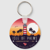 Isle of Palms vuurtoren SC Retro Sunset Souvenirs Sleutelhanger (Voorkant)